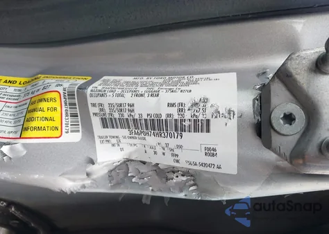 2017 Ford Fusion Se z USA, uszkodzony, nr VIN 3FA6P0H74HR370179